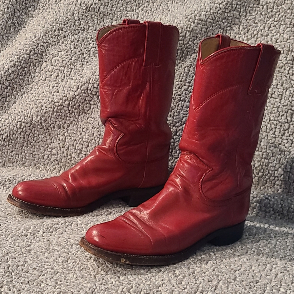 VINTAGE Red Justin Roper Boots